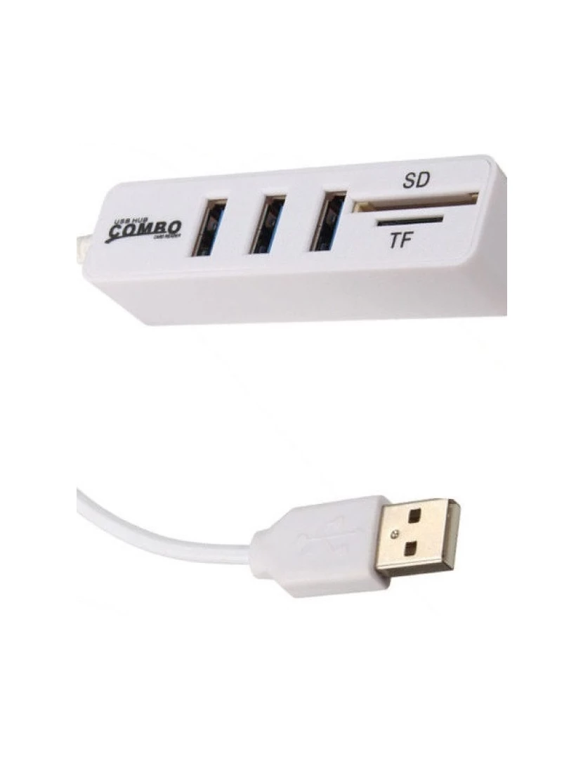 Multi4You - Multi Hub USB 3 Portas / Leitor de Cartão SD / Micro SD (Branco) - Multi4you®