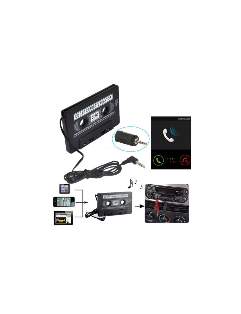 foto 1 de Cassete Adaptador de Áudio para Carro Jack 3,5mm - Car Cassette Adapter - Multi4you®