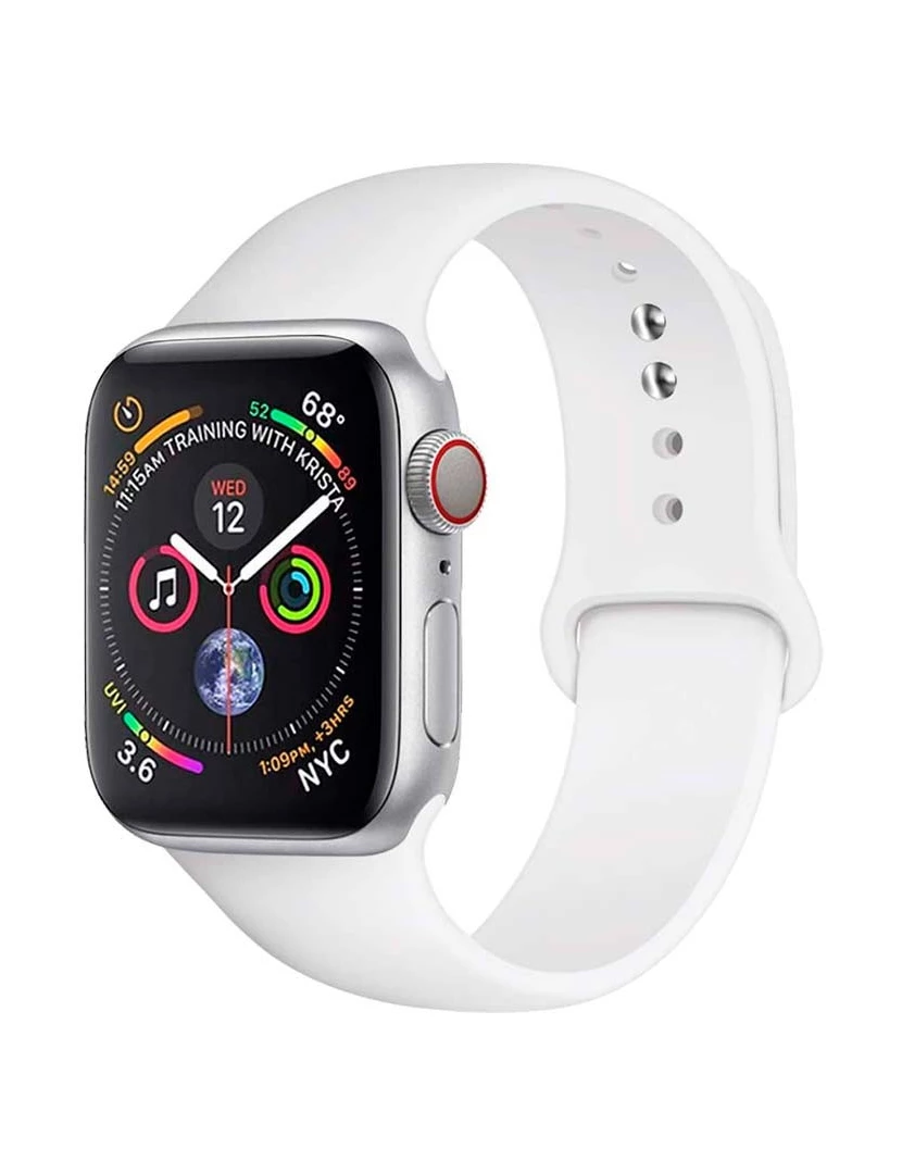 foto 1 de Pulseira de Silicone Apple Watch 38/40mm - compatível com Apple Watch 3/4/5/6/SE (Branco)