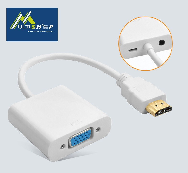 imagem de Adaptador Conversor HDMI para VGA com Áudio e Alimentação (Branco) - Multi4you®2