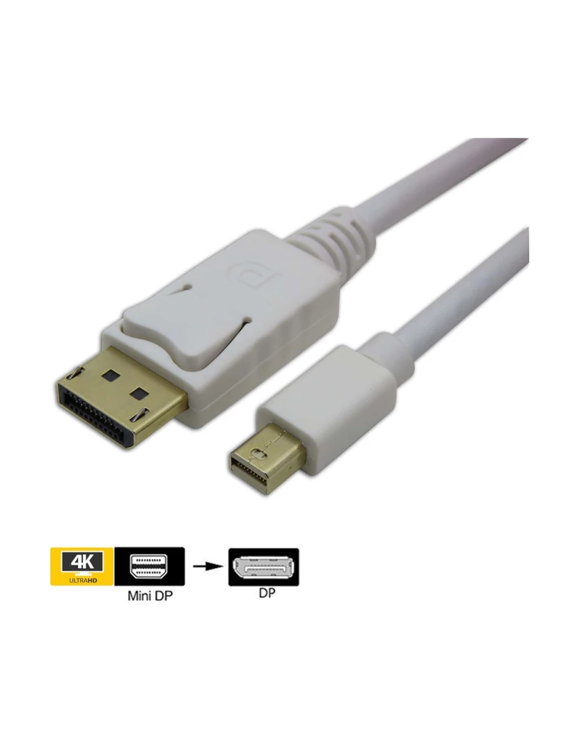 Multi4You - Cabo Mini DisplayPort Macho para DisplayPort Macho (1,8m) (Branco) - Multi4you®