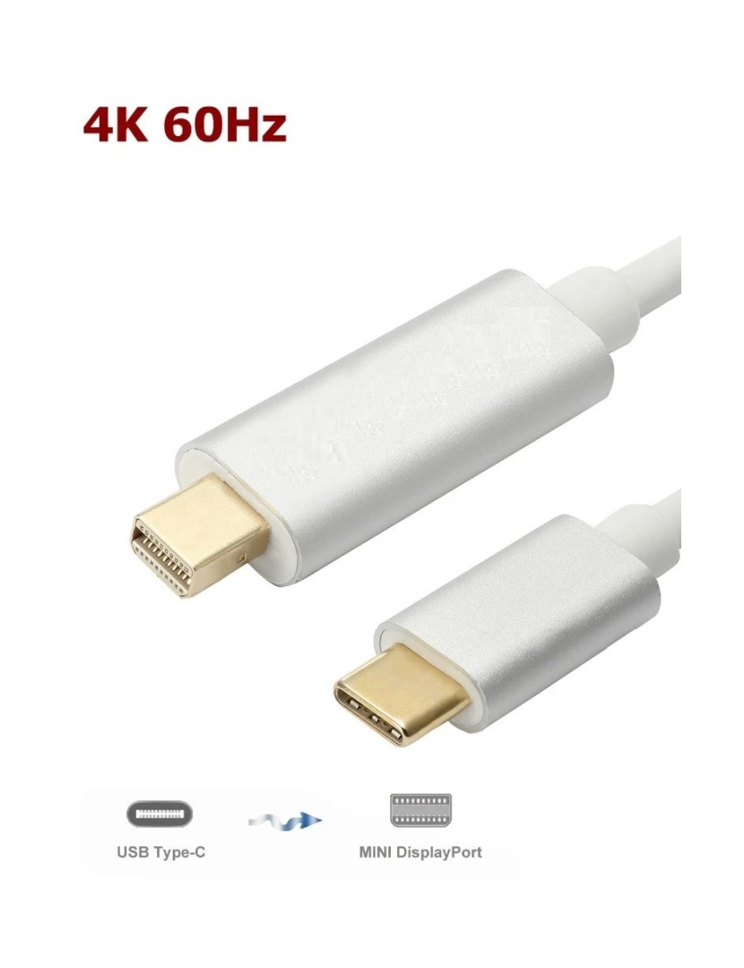 Multi4You - Cabo Mini DisplayPort Macho para USB-C Macho (1,8m) (Branco) - Multi4you®