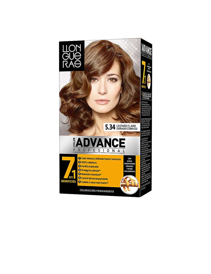 foto 1 de Coloração Llongueras Color Advance #5,34 Castanho claro Dourado Cobre