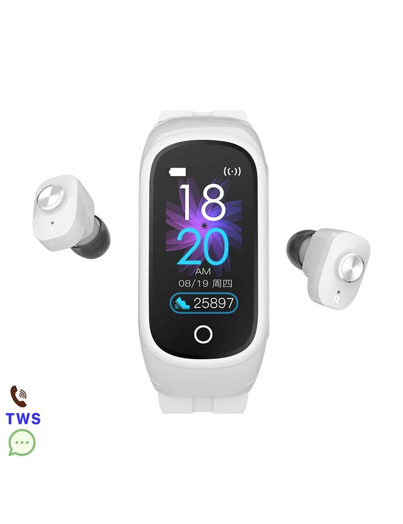 foto 1 de Pulseira Inteligente N8 Com auriculares TWS integrados Branco