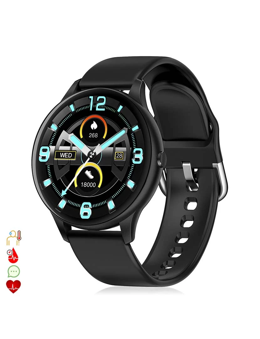 foto 1 de Smartwatch K21 com Temperatura Corporal e Monitor Cardíaco Preto