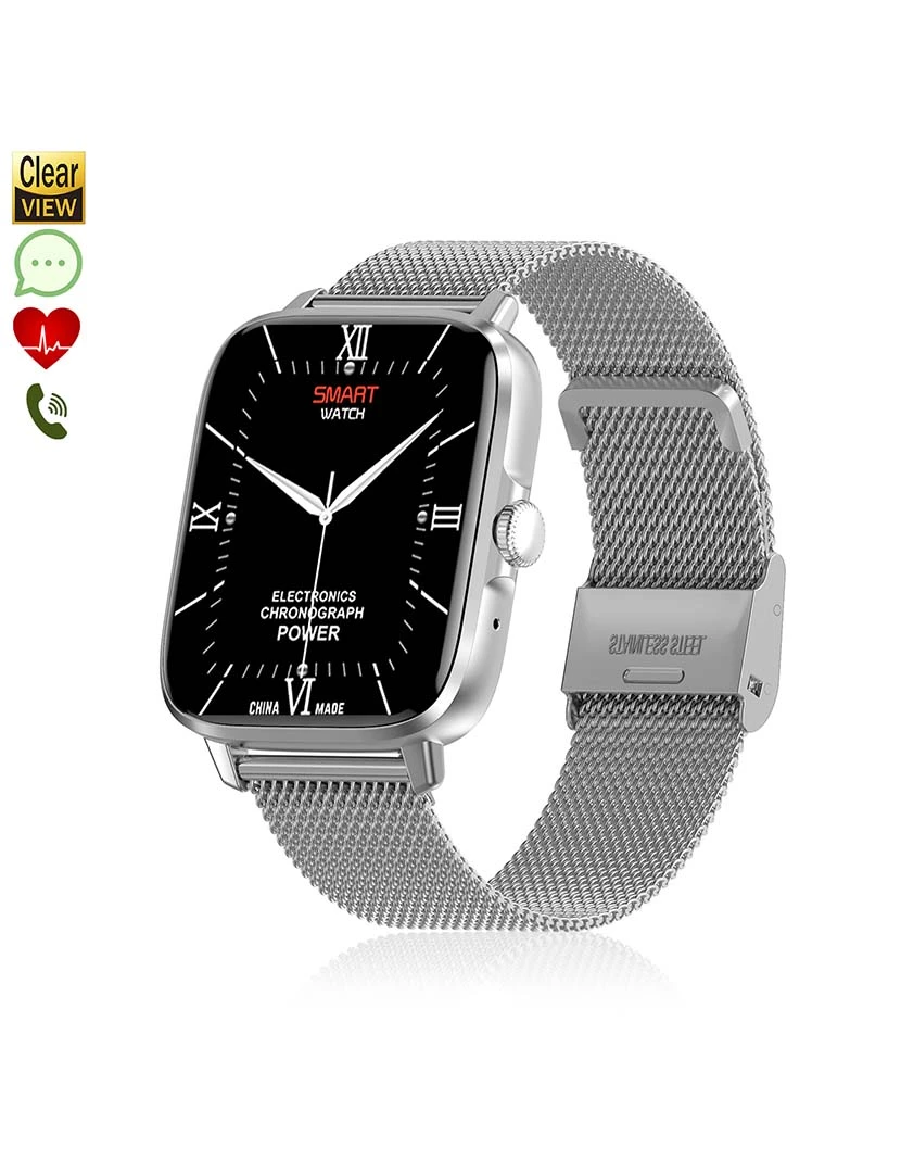 foto 1 de Smartwatch DT102 com pulseira de aço Prateado