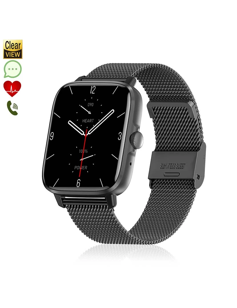 foto 1 de Smartwatch DT102 com pulseira de aço Preto