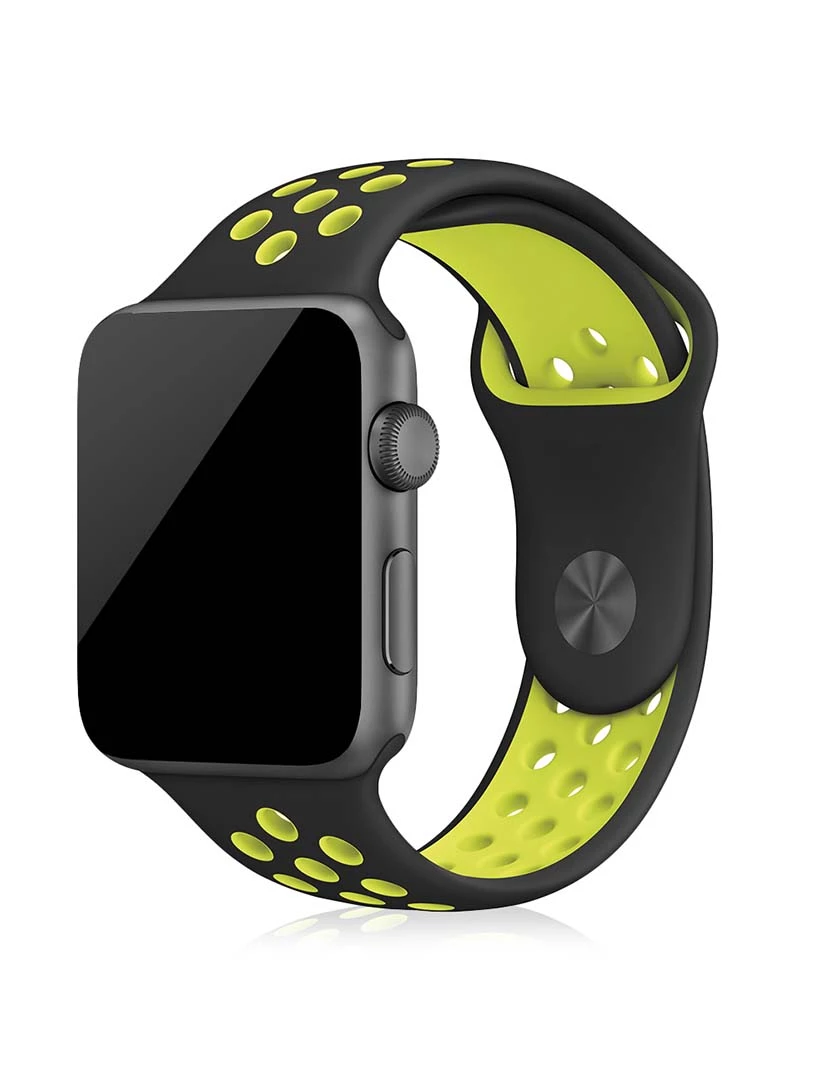 foto 1 de Bracelete desportiva de silicone compatível iWatch 38mm / 40mm Tamanho S/M Preto 