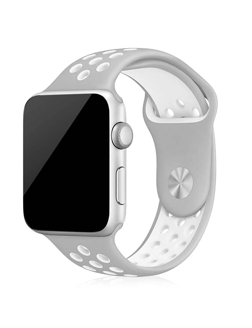foto 1 de Bracelete desportiva de silicone compatível iWatch 42mm / 44mm Tamanho M/L Cinzento