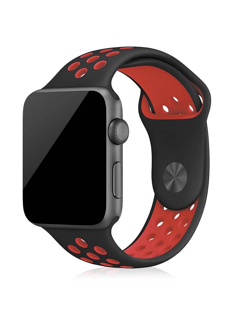 foto 1 de Bracelete desportiva de silicone compatível iWatch 42mm / 44mm Tamanho S/M Preto 