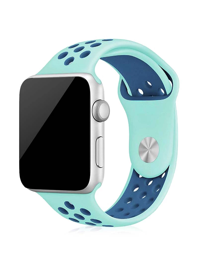 foto 1 de Bracelete Desportiva Silicone Para Apple Watch 42Mm / 44Mm S/M Verde água-marinha