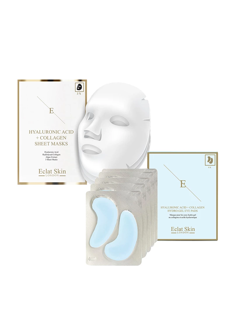 foto 1 de Kit 2pçs Máscara + Almofadas de Olhos Hidrogel Ácido Hialurónico & Colagénio