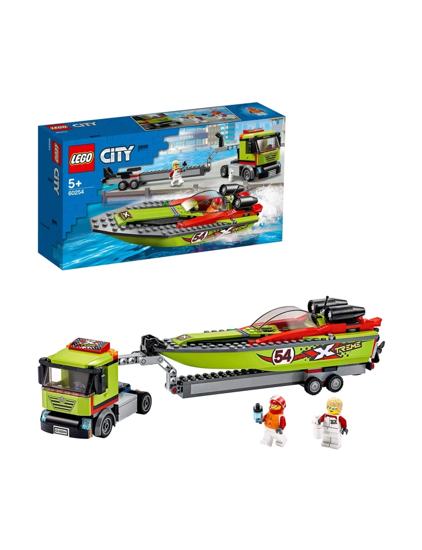 Lego - LEGO City 60254 Transportador de Barcos de Corrida