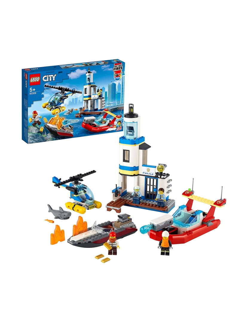 Lego - LEGO City 60308 Polícia e Brigada de Incêndio na costa