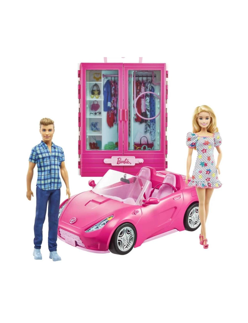 Mattel - Mattel - Barbie e Ken com veículo e armário