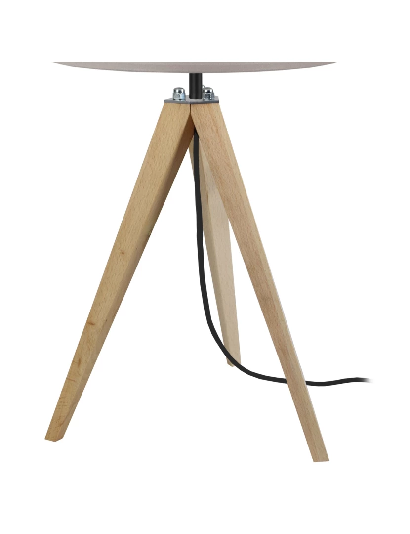 foto 1 de IDUN B - Candeeiro mesa de cabeceira redondo madeira natural e taupe