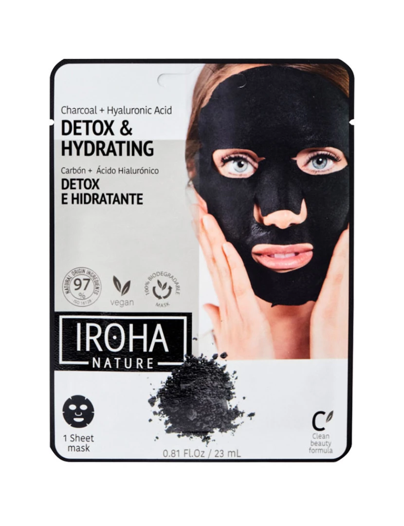 foto 1 de Detox Charcoal Black Tissue Facial Mask 1use Iroha