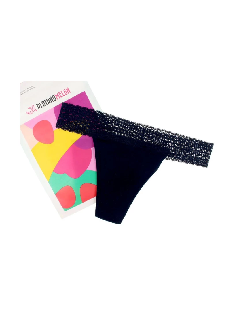 foto 1 de Kiwitas Tanga Encaje Braguitas Menstruales Negro #s