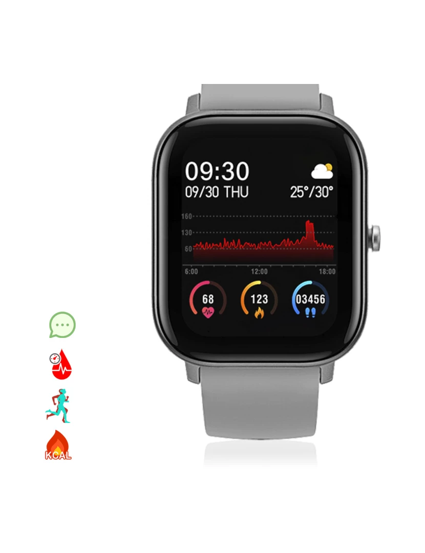 foto 1 de DAM. Smartwatch AK-P8 com monitoramento de frequência cardíaca, pressão arterial, oxigênio no sangue, modo multiesportivo e notificações.