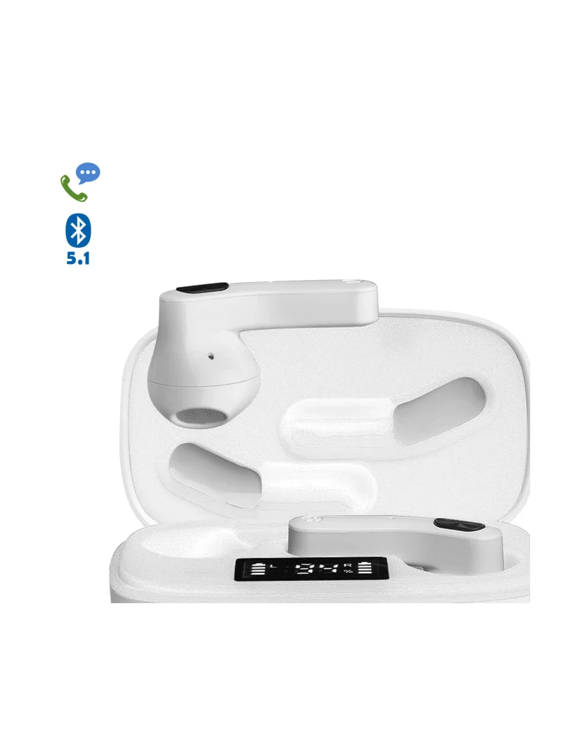 foto 1 de DAM. Fones de ouvido TWS H22T Bluetooth 5.1 com display de carregamento. Caixa de 300 mah + fones de ouvido com 30 mah.