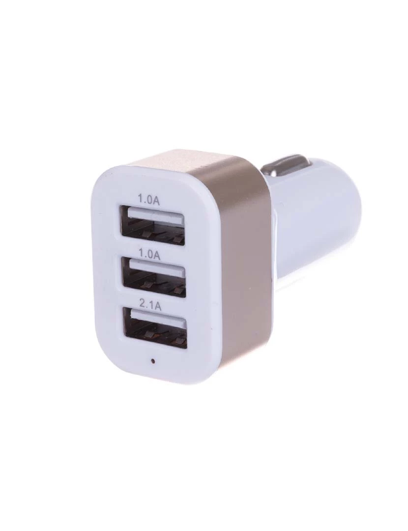 foto 1 de Adaptador De Carga para Carro 3 Usb Dourado Universal