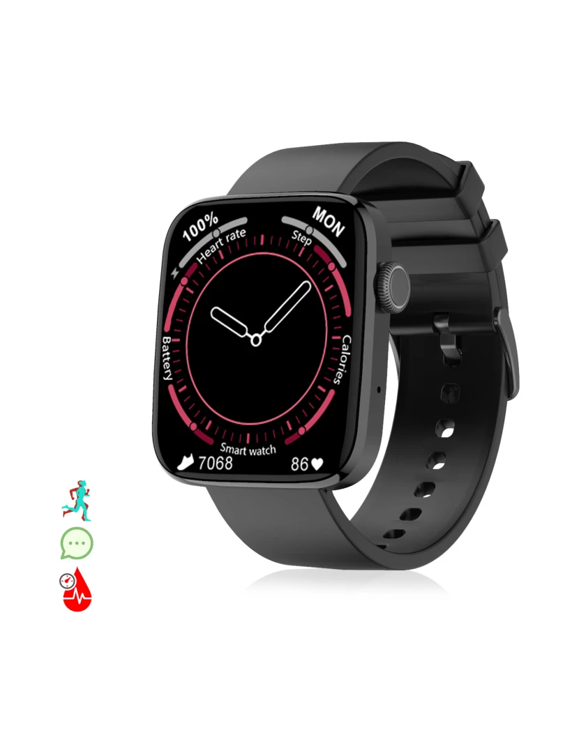 foto 1 de DAM. Smartwatch DT1 com coroa giratória inteligente, monitor de pressão arterial e O2; 11 modos multiesportivos. Fundos personalizáveis.