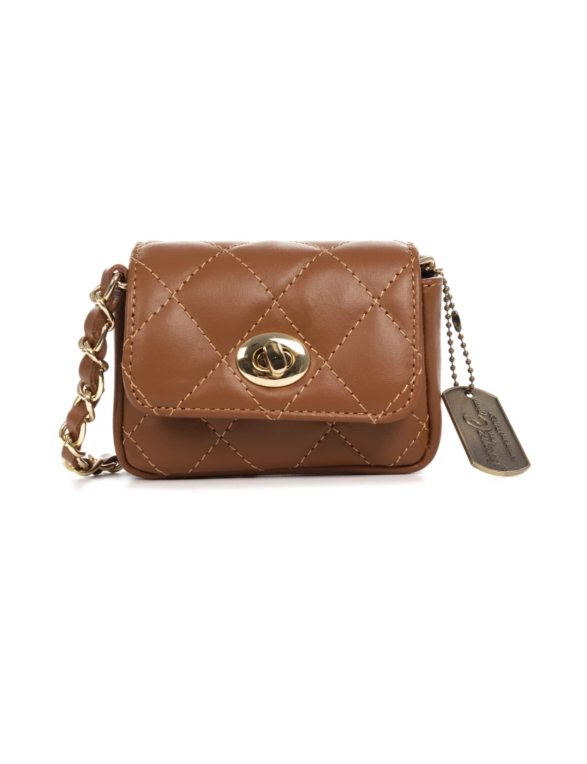 foto 1 de Firenze Artegiani. Mini bolsa de ombro Ancarano para mulheres. Couro acolchoado genuíno com acabamento selvagem. Italiana Vera Pelle.