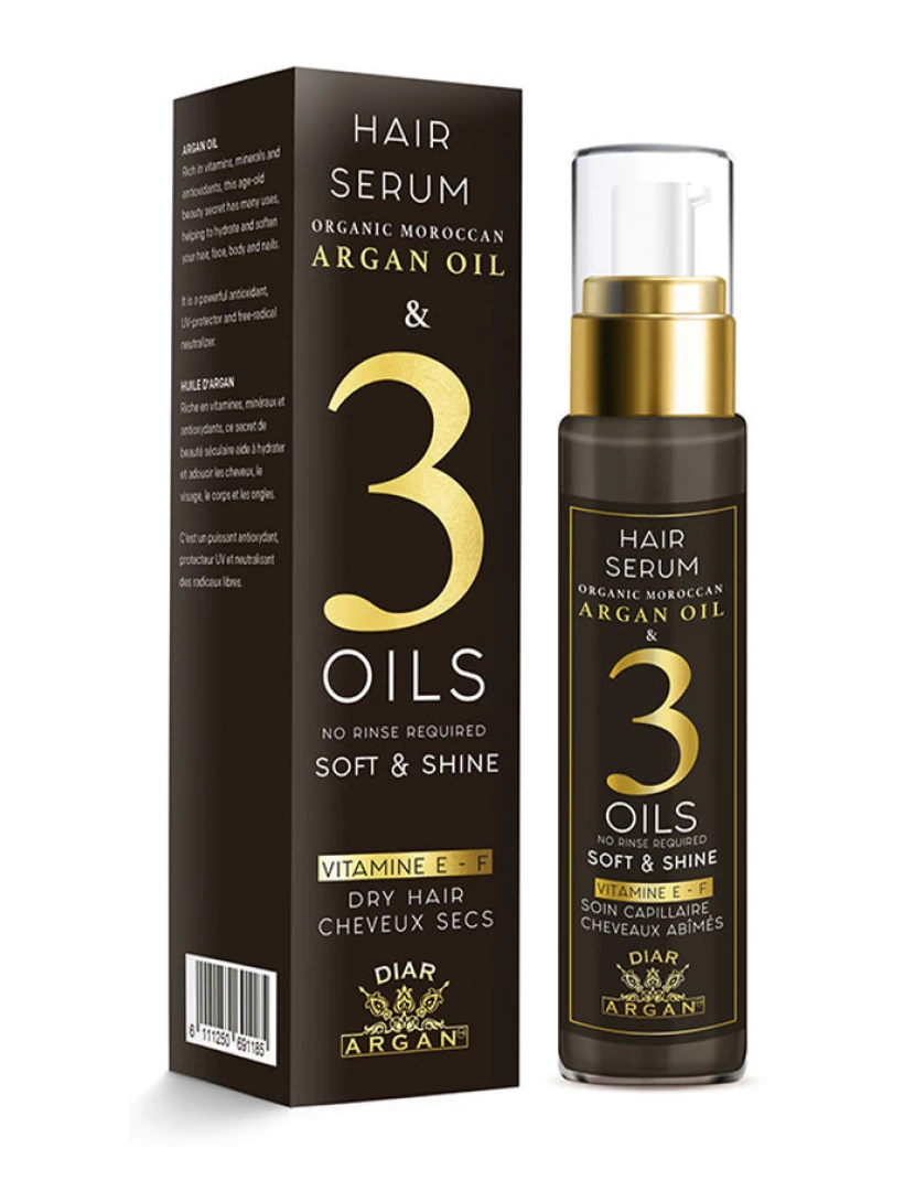 foto 1 de Hair Serum Argan Puro E Três Óleos Essenciais Diar Argan 50 ml