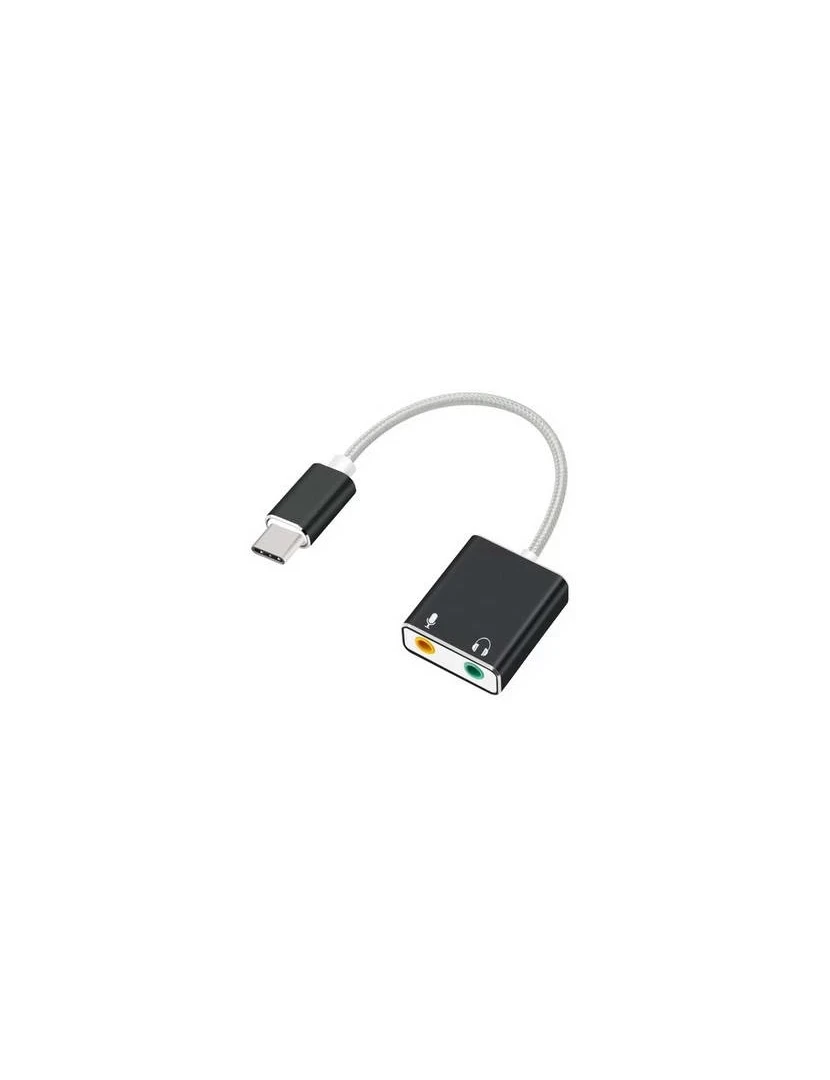 imagem grande de Placa de SOM HQ 7.1 USB C com Cabo Ligacao 2X3.5MM (mic+aud) - DT547BK1