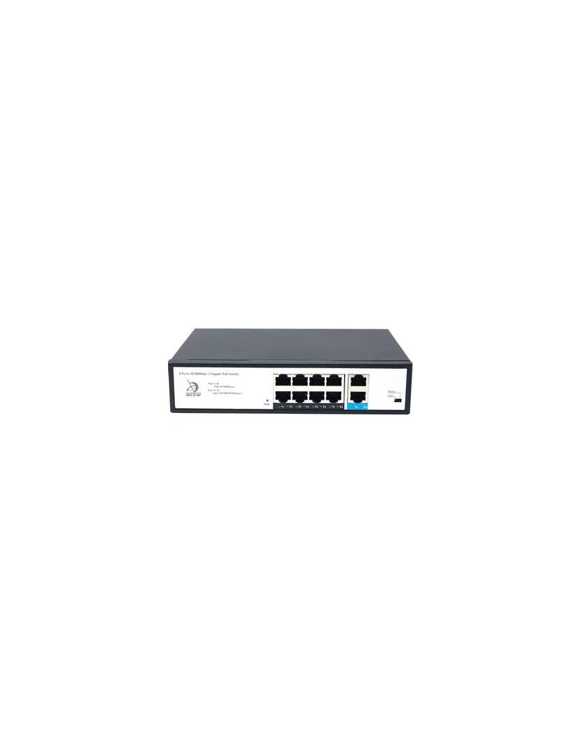 imagem de 8p 100mbps + 2p 1gbps, sp5200-8f20g, 8poe, 30w por porta, 100w max, backplane de 7,6gbps. - sp5200-8pfe2ge1
