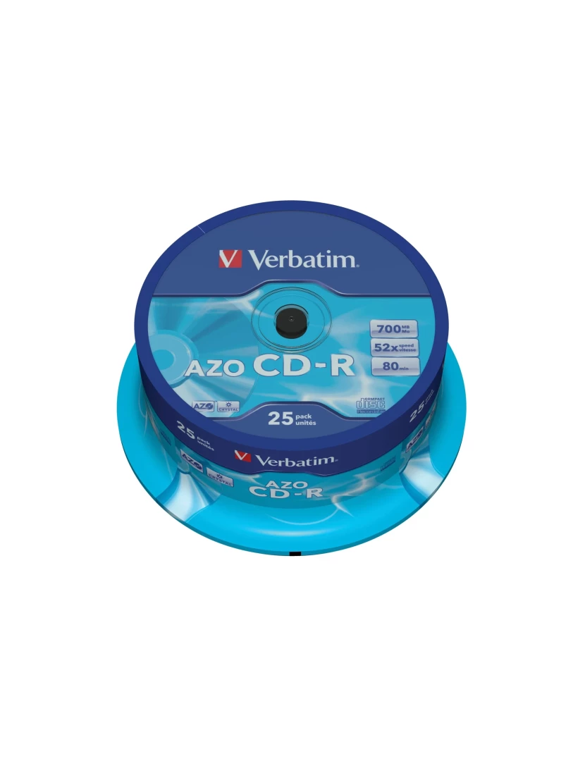 imagem de Disco Óptico Verbatim > CD-R AZO Crystal 700 MB 25 Unidade(s) - 433521