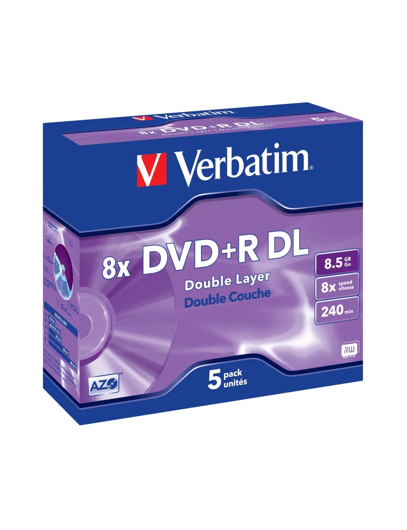 imagem de Disco Óptico Verbatim > Dvds Virgem 8,5 GB Dvd+r DL 5 Unidade(s) - 435411