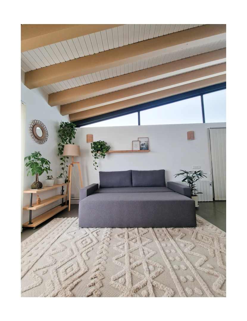 imagem grande de Skraut Home - Sofá-cama CLOUD, cinza claro, conversível em cama, baú. Máximo Relaxamento e Conforto - com Sistema Pull-out 225x92x92cm5