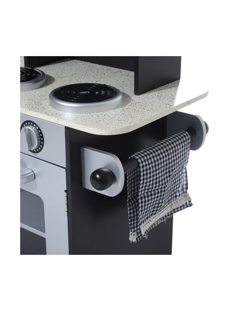 imagem de HOMCOM Grande cozinha infantil de madeira Jogo de imitação para crianças acima de 3 anos com acessórios de forno de microondas Pia 105x31,5x95cm5