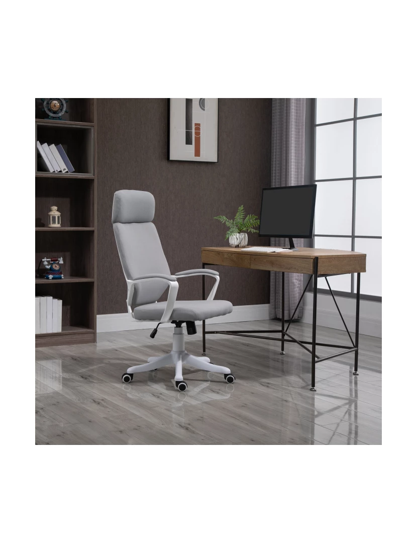 imagem de Cadeira de escritório 63cmx65cmx123cm cor cinza claro 921-52310