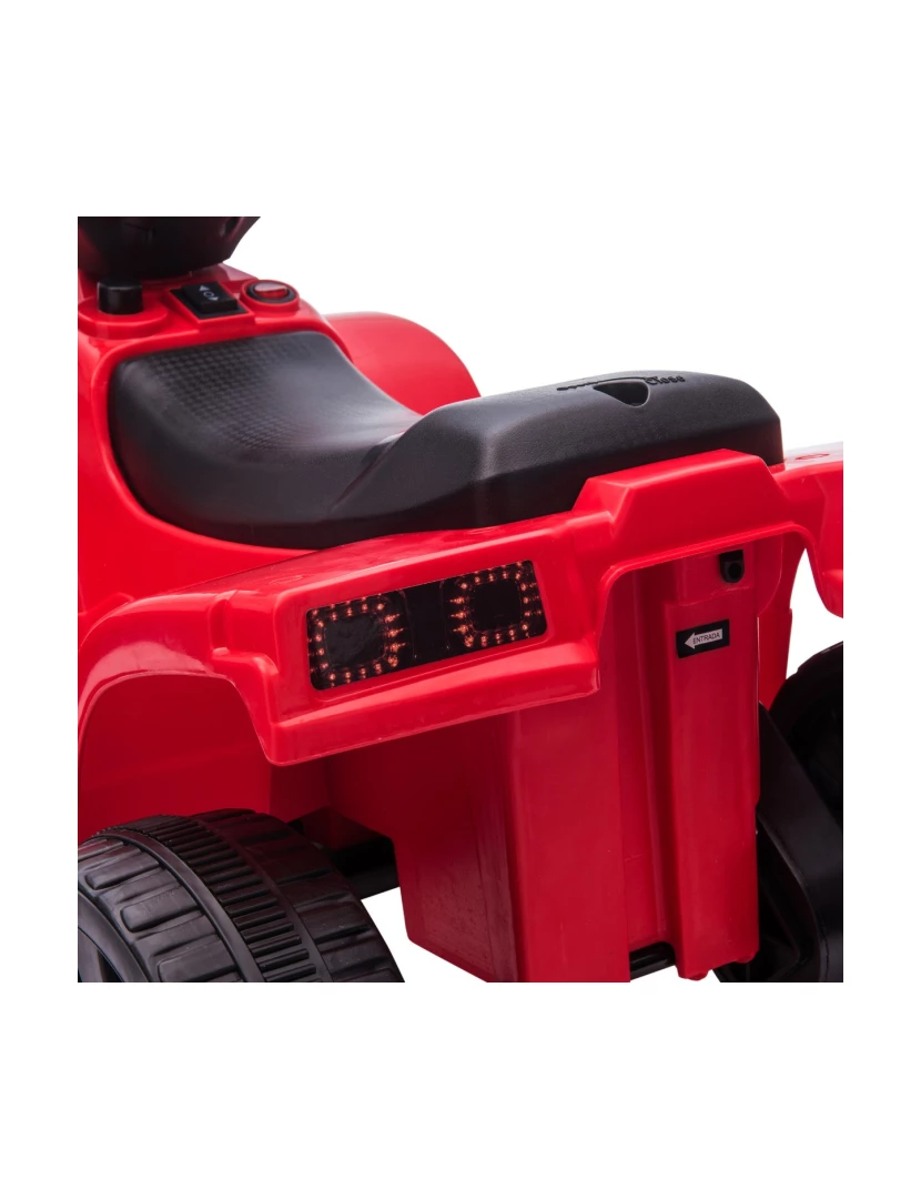 imagem de HOMCOM Quadriciclo Elétrico para Crianças acima de 18 Meses Quadriciclo Infantil a Bateria 6V Faróis Buzina Velocidade -3km/h Avanço e Recuo 65x40x43cm Vermelho9