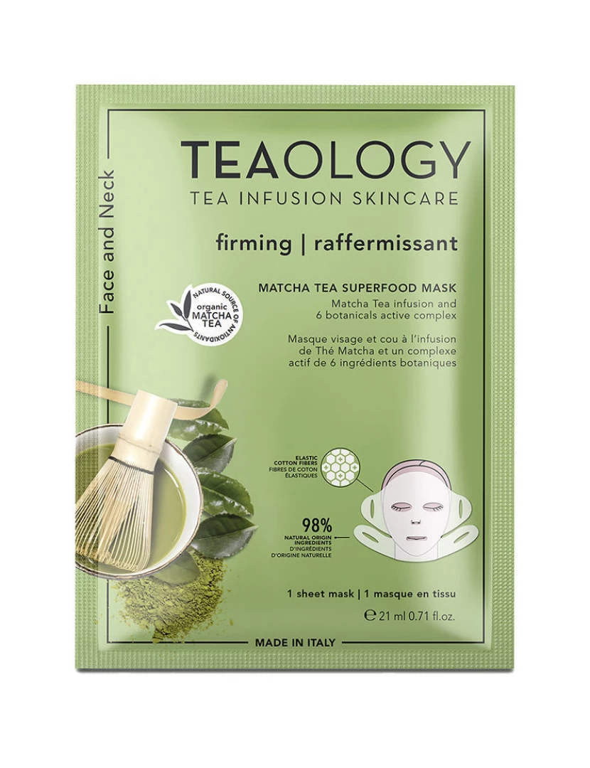 foto 1 de Face And Neck Matcha Tea Superfood Mask Teaology 21 ml