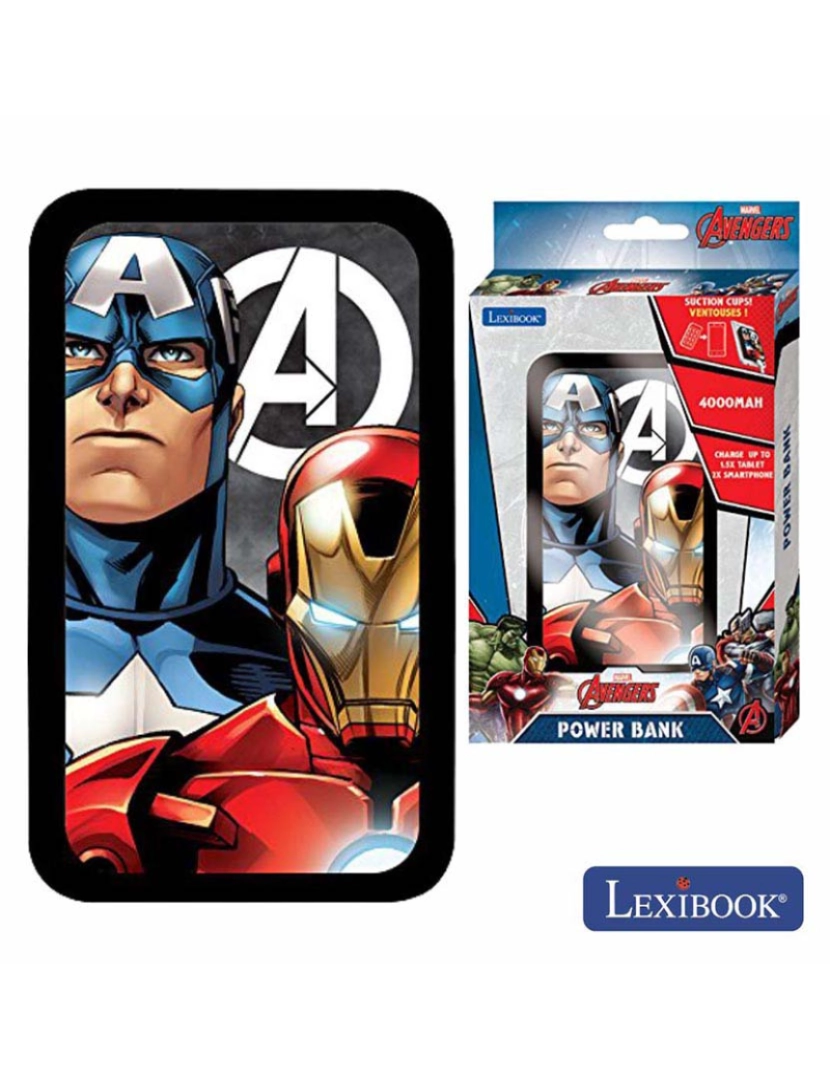 Lexibook - PoWerbank 4000ma C/ Cabo USB E Ventosas Avengers Lexibook   