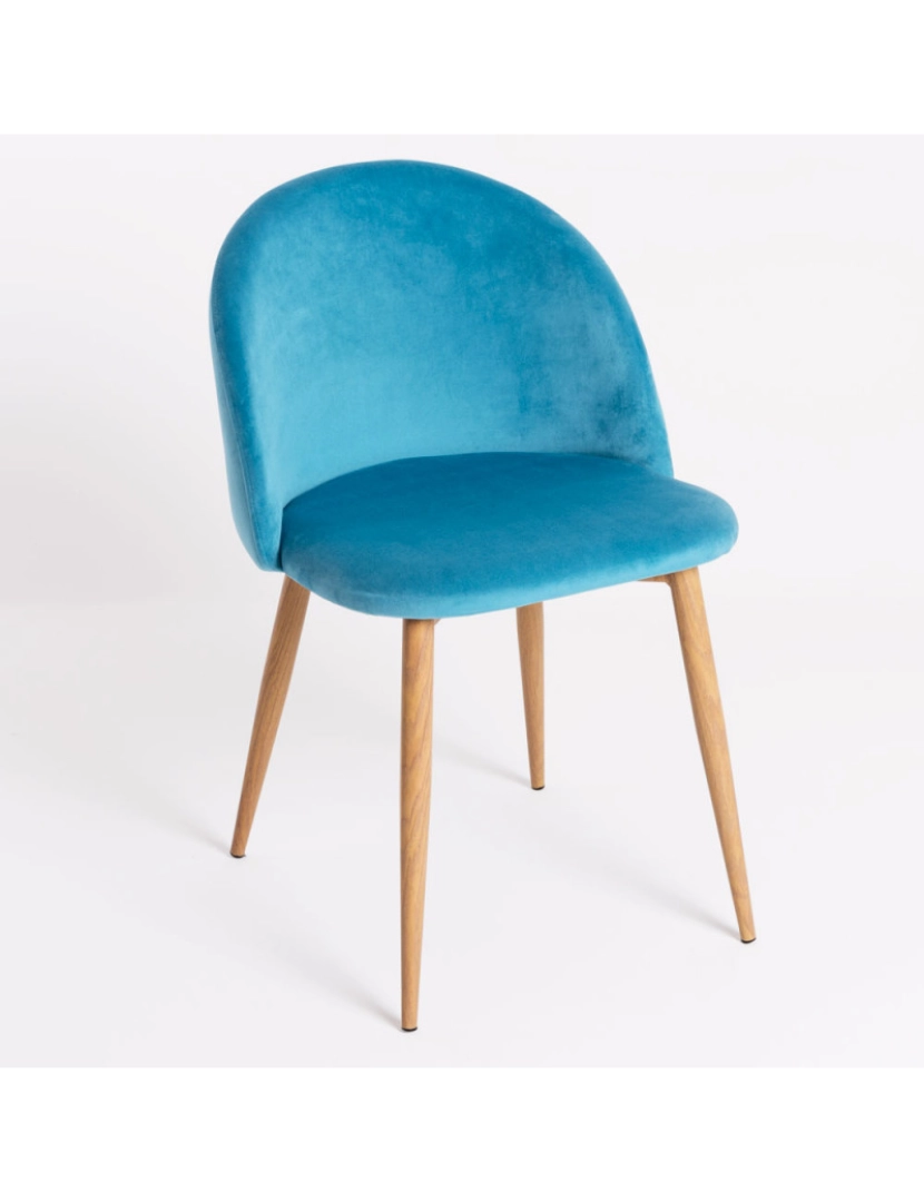 Presentes Miguel - Cadeira Vint Veludo - Verde-azulado