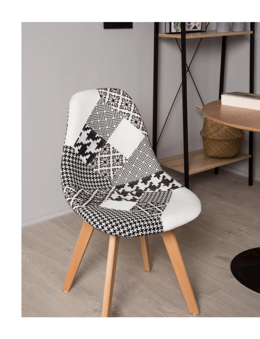 imagem de Cadeira Synk Patchwork - Patchwork branco e preto2