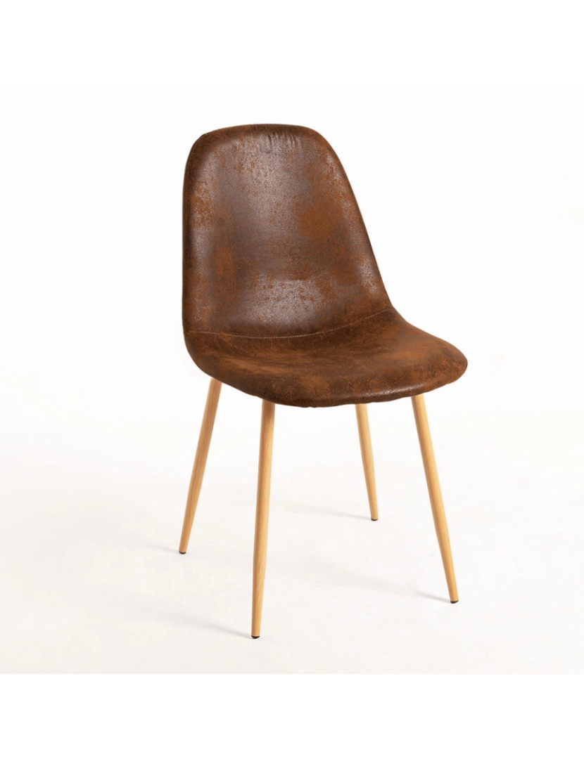 Presentes Miguel - Cadeira Teok Couro Sintético - Marrom Vintage