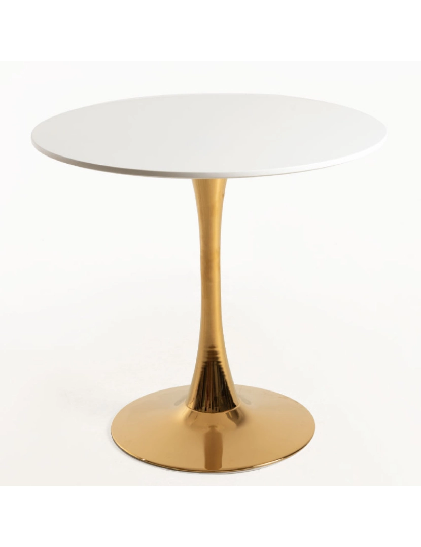 Presentes Miguel - Mesa Kolio 80 cm Golden - Branco