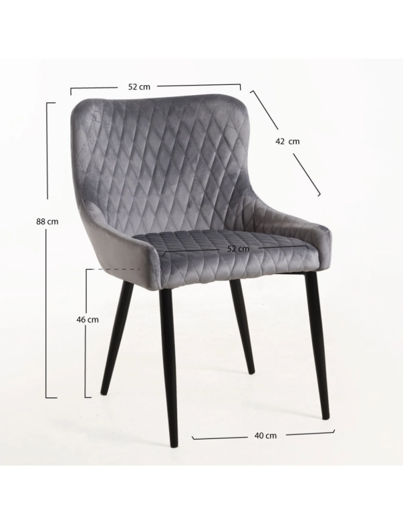imagem de Cadeira Sanda Veludo - Cinza escuro2
