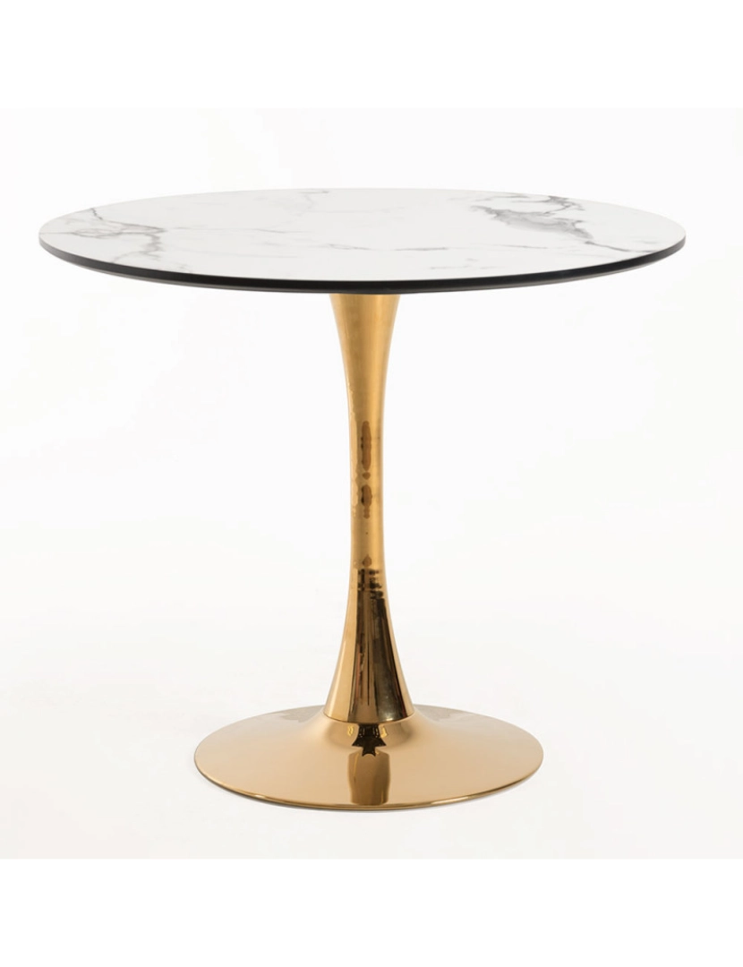 imagem de Mesa Kolio Golden 90 cm Marmol - Branco1