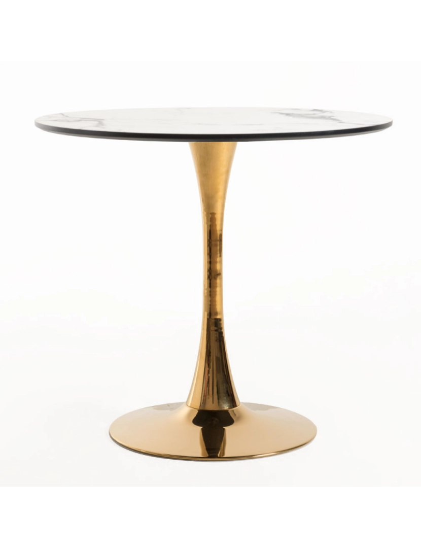 imagem de Mesa Kolio Golden 90 cm Marmol - Branco2