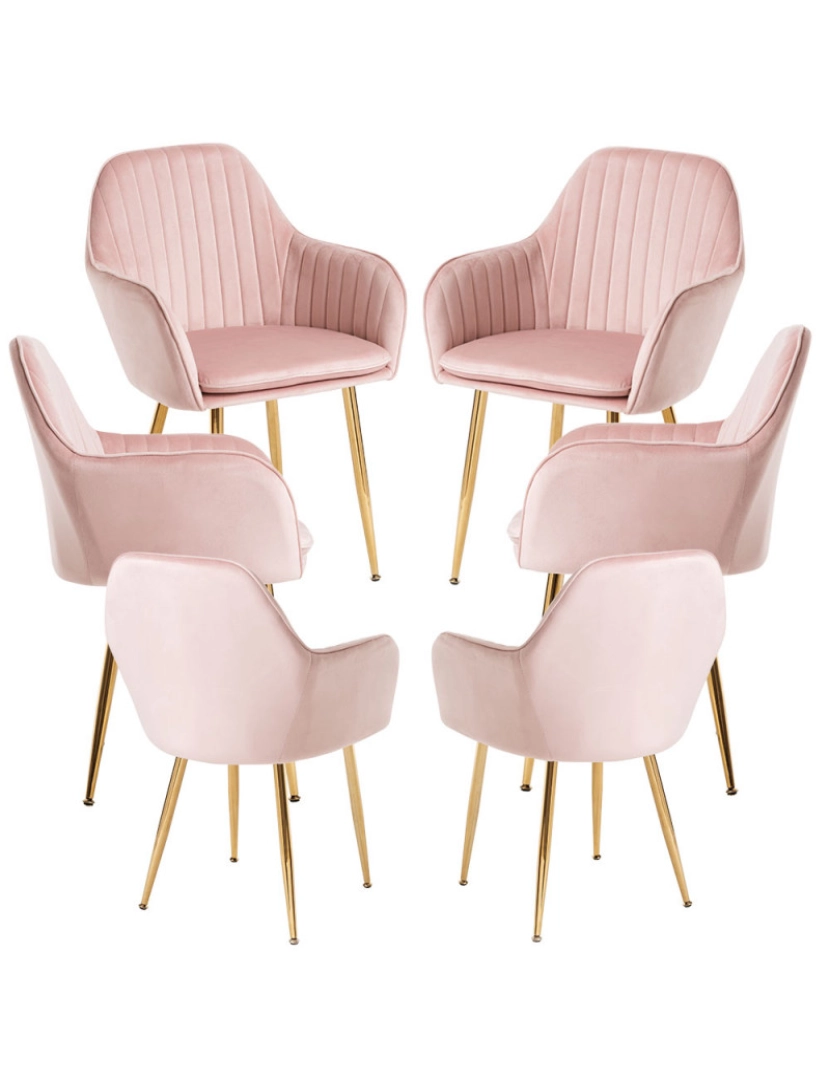 imagem de Pack 6 Cadeiras Chic Golden - Rosa1