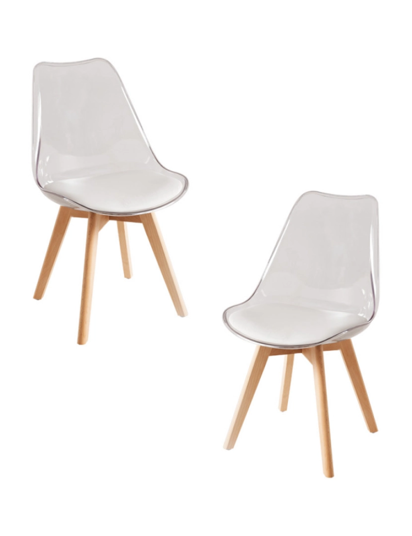 Presentes Miguel - Pack 2 Cadeiras Synk Transparentes Assento - Branco