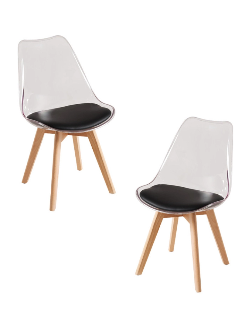 Presentes Miguel - Pack 2 Cadeiras Synk Transparentes Assento - Preto