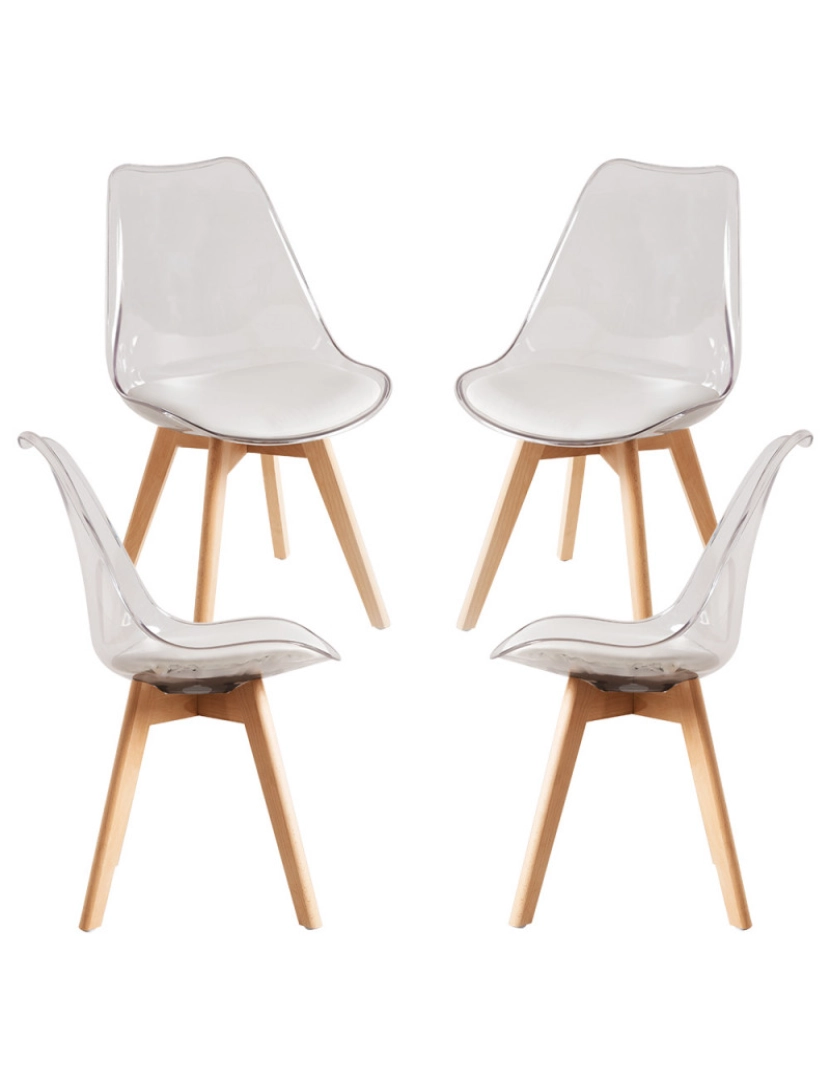 Presentes Miguel - Pack 4 Cadeiras Synk Transparentes Assento - Branco