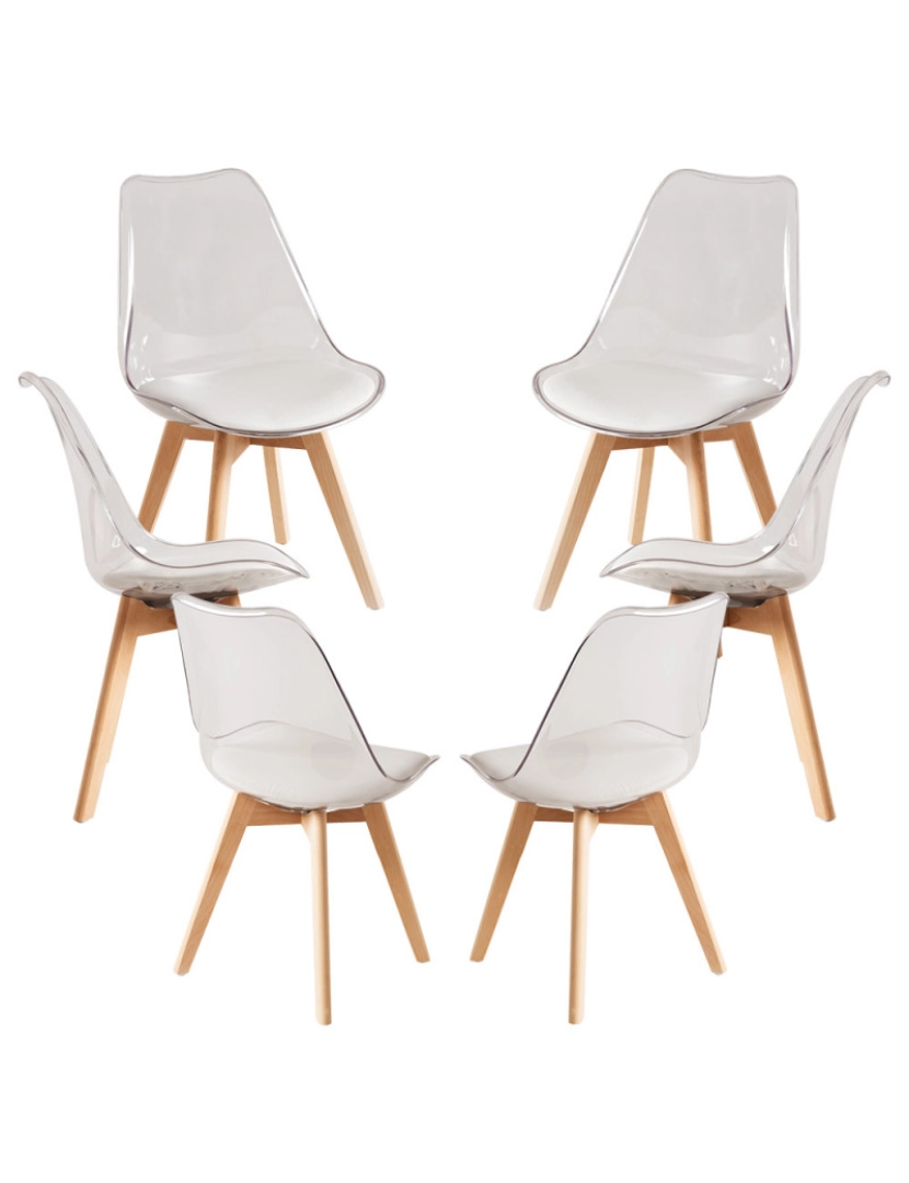 Presentes Miguel - Pack 6 Cadeiras Synk Transparentes Assento - Branco